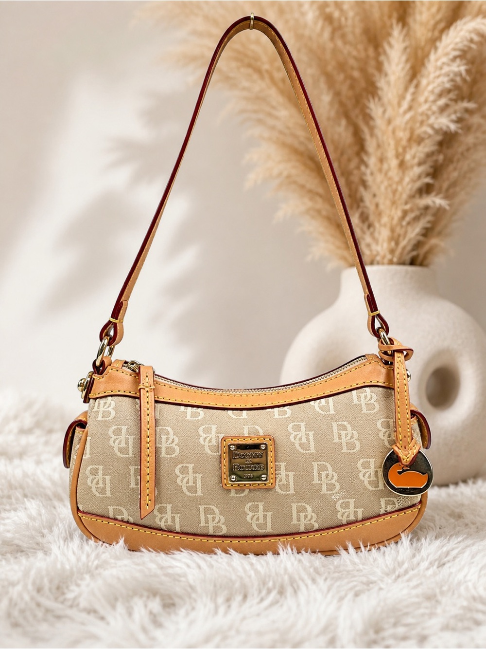 Y2K Dooney & Bourke DB Monogram Mini Baguette Shoulder Bag Vintage